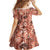 Hawaii Red Brown Tropical Leaves Family Matching Off Shoulder Short Dress and Hawaiian Shirt - Polynesian Pride