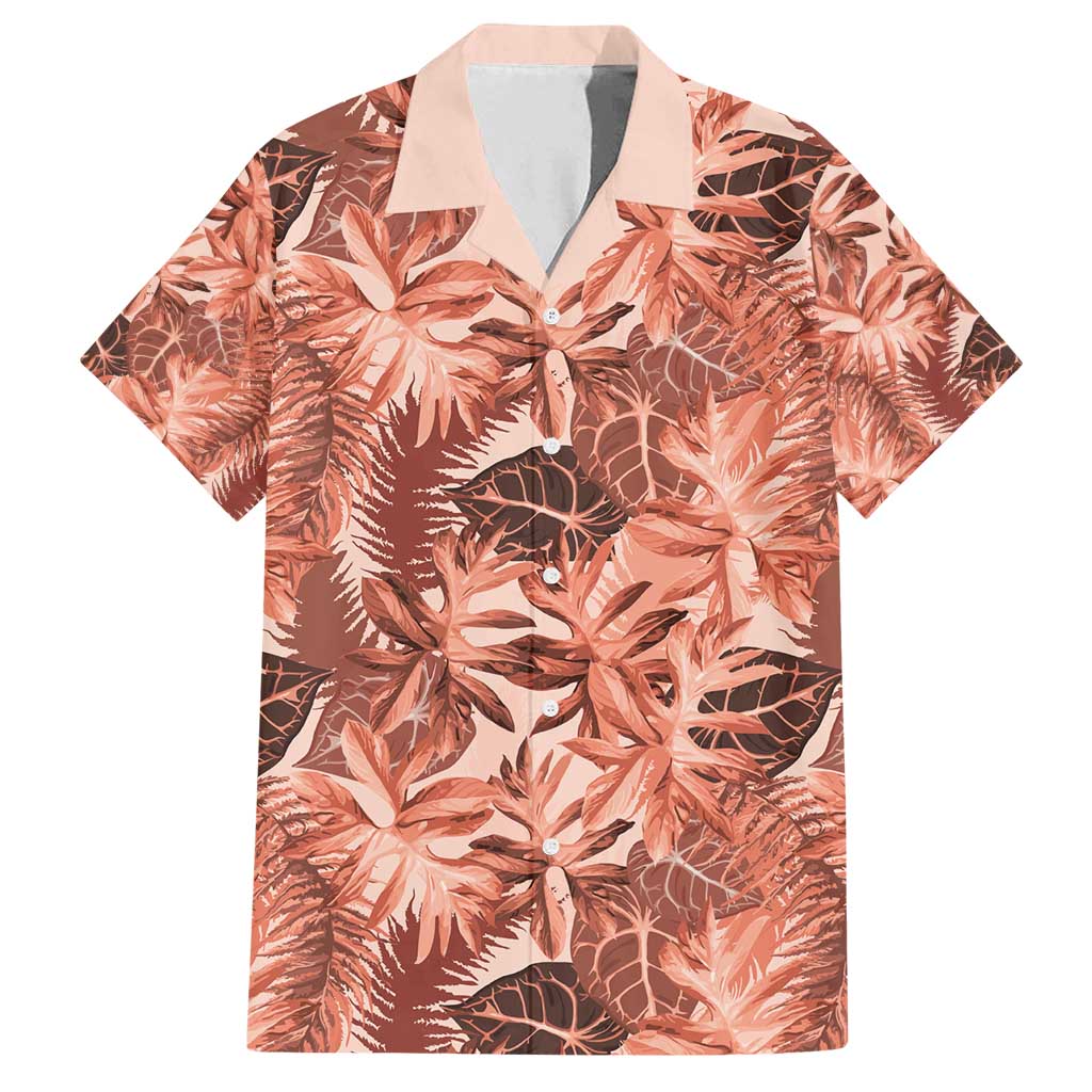 Hawaii Red Brown Tropical Leaves Family Matching Puletasi and Hawaiian Shirt - Polynesian Pride