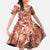 Hawaii Red Brown Tropical Leaves Family Matching Short Sleeve Bodycon Dress and Hawaiian Shirt - Polynesian Pride