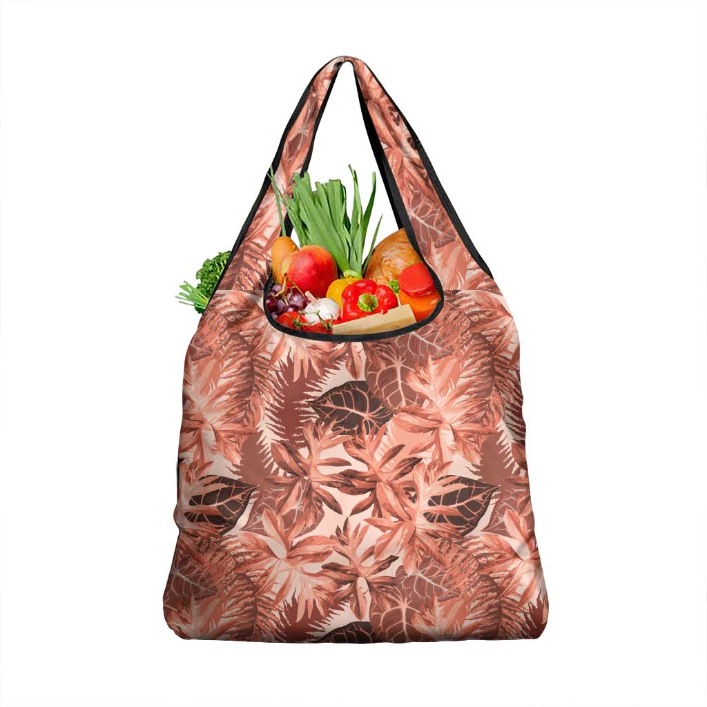 Hawaii Red Brown Tropical Leaves Grocery Bag - Polynesian Pride