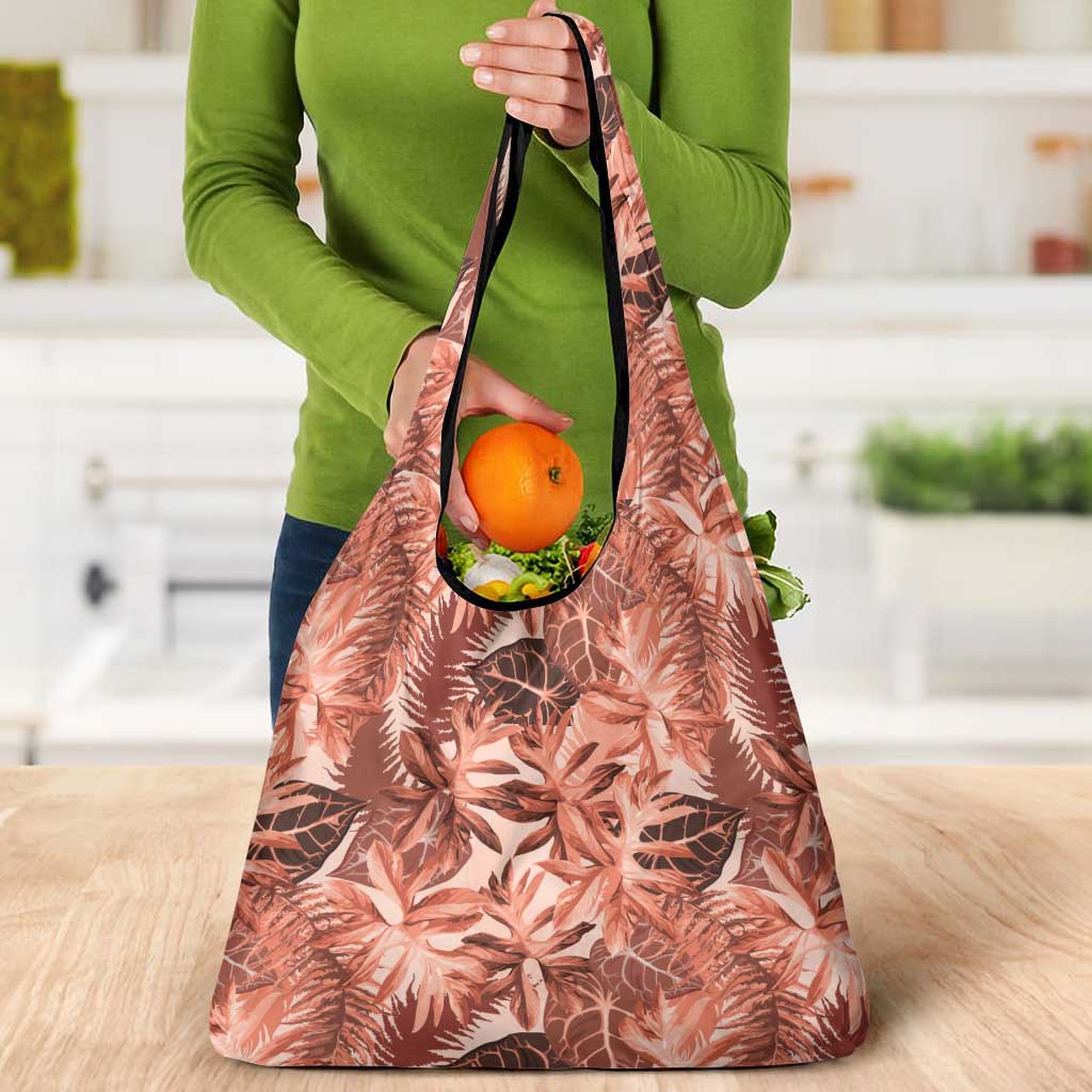 Hawaii Red Brown Tropical Leaves Grocery Bag - Polynesian Pride