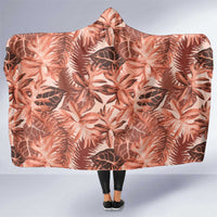 Hawaii Red Brown Tropical Leaves Hooded Blanket - Polynesian Pride