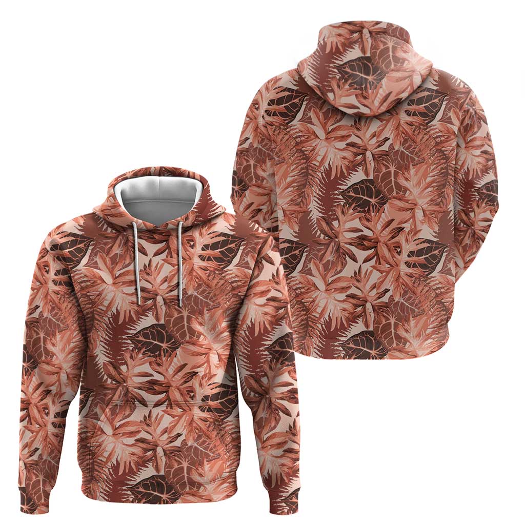 Hawaii Red Brown Tropical Leaves Hoodie - Polynesian Pride
