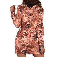 Hawaii Red Brown Tropical Leaves Hoodie Dress - Polynesian Pride