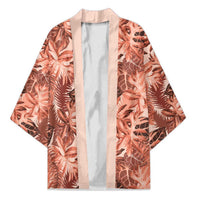 Hawaii Red Brown Tropical Leaves Kimono - Polynesian Pride