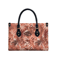Hawaii Red Brown Tropical Leaves Leather Bag - Polynesian Pride