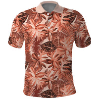 Hawaii Red Brown Tropical Leaves Polo Shirt - Polynesian Pride