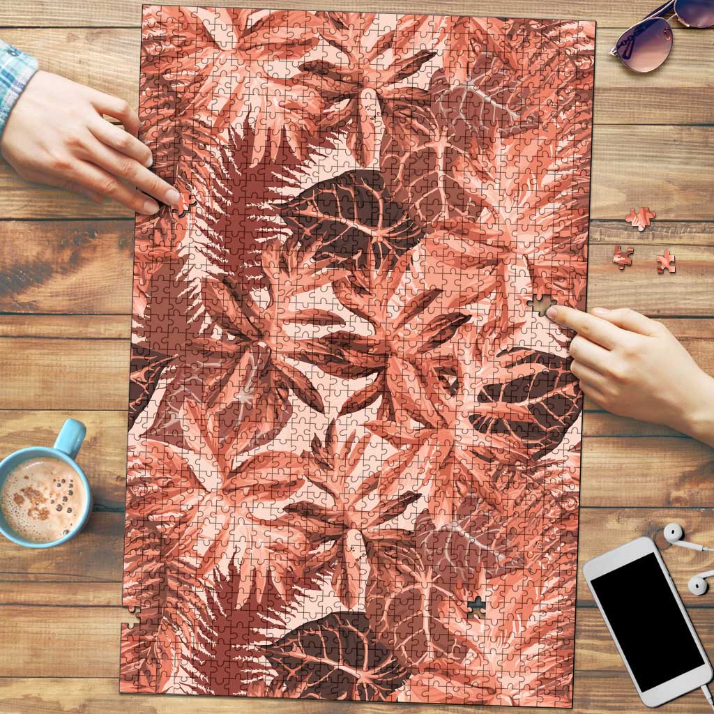 Hawaii Red Brown Tropical Leaves Puzzle - Polynesian Pride