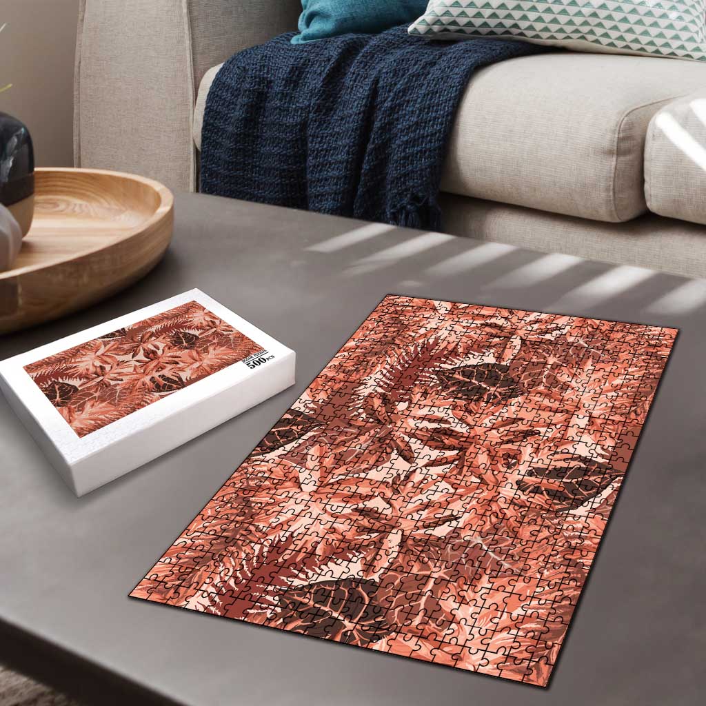 Hawaii Red Brown Tropical Leaves Puzzle - Polynesian Pride