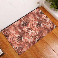 Hawaii Red Brown Tropical Leaves Rubber Doormat - Polynesian Pride