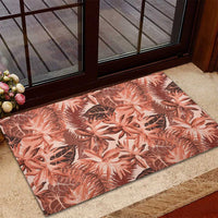 Hawaii Red Brown Tropical Leaves Rubber Doormat - Polynesian Pride