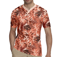 Hawaii Red Brown Tropical Leaves Rugby Jersey - Polynesian Pride
