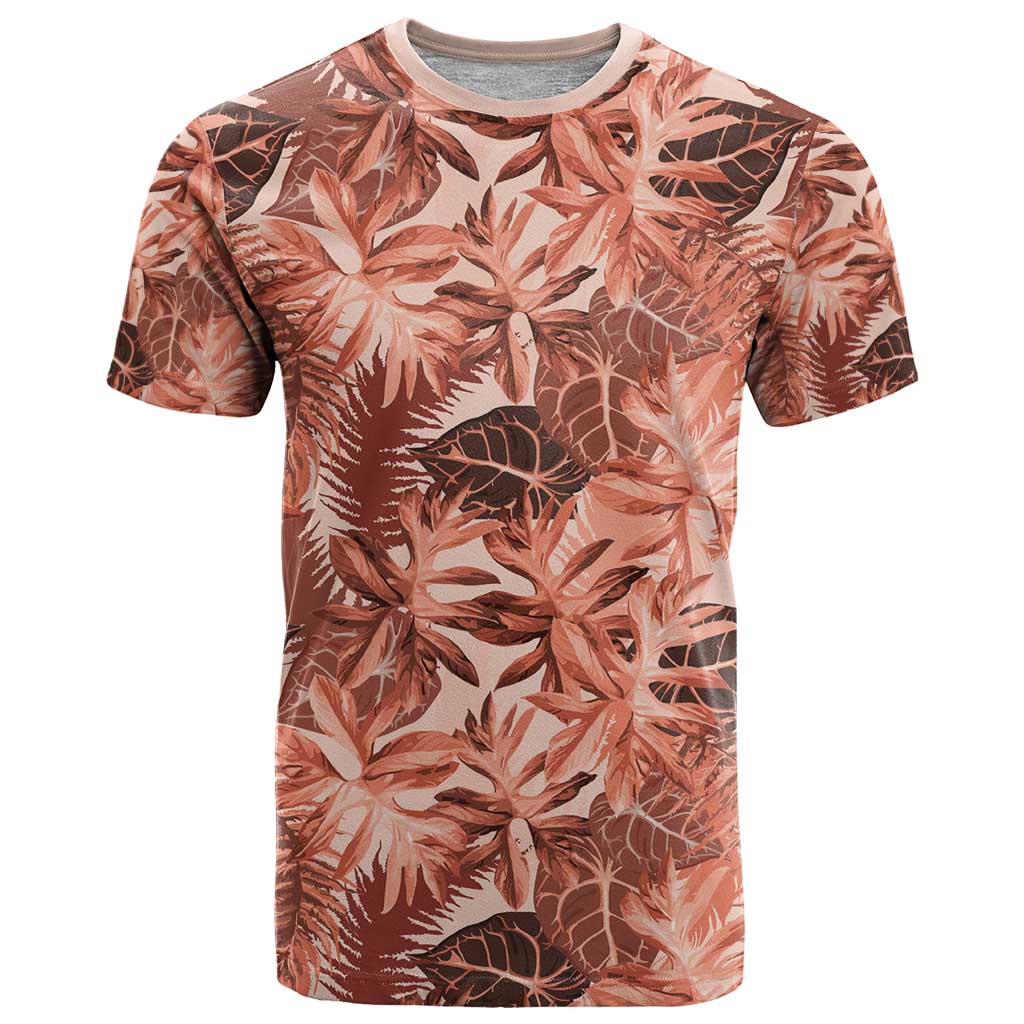 Hawaii Red Brown Tropical Leaves T Shirt - Polynesian Pride