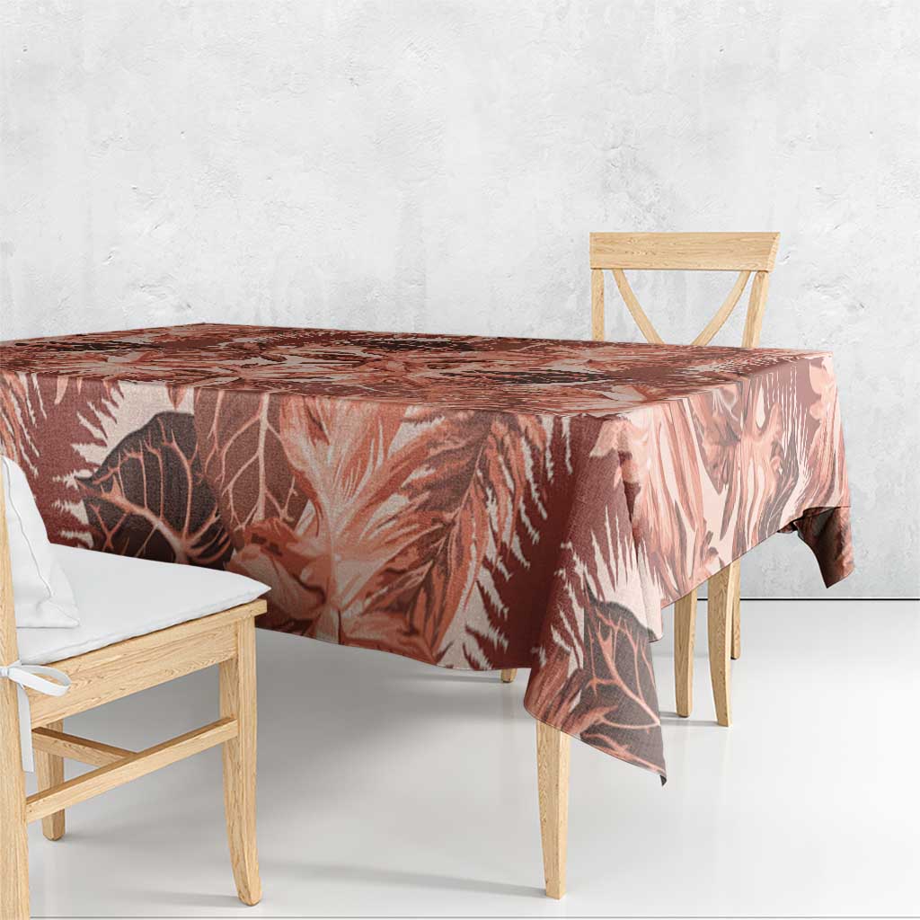 Hawaii Red Brown Tropical Leaves Tablecloth - Polynesian Pride