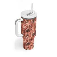 Hawaii Red Brown Tropical Leaves Tumbler With Handle - Polynesian Pride