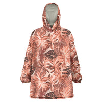 Hawaii Red Brown Tropical Leaves Wearable Blanket Hoodie - Polynesian Pride