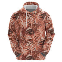Hawaii Red Brown Tropical Leaves Zip Hoodie - Polynesian Pride