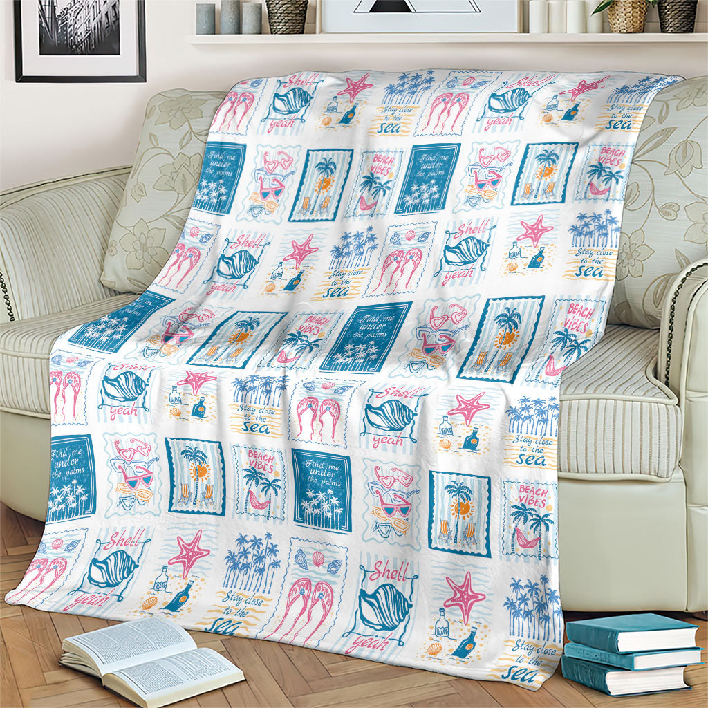 Hawaii Coastal Summer Postcard Blanket