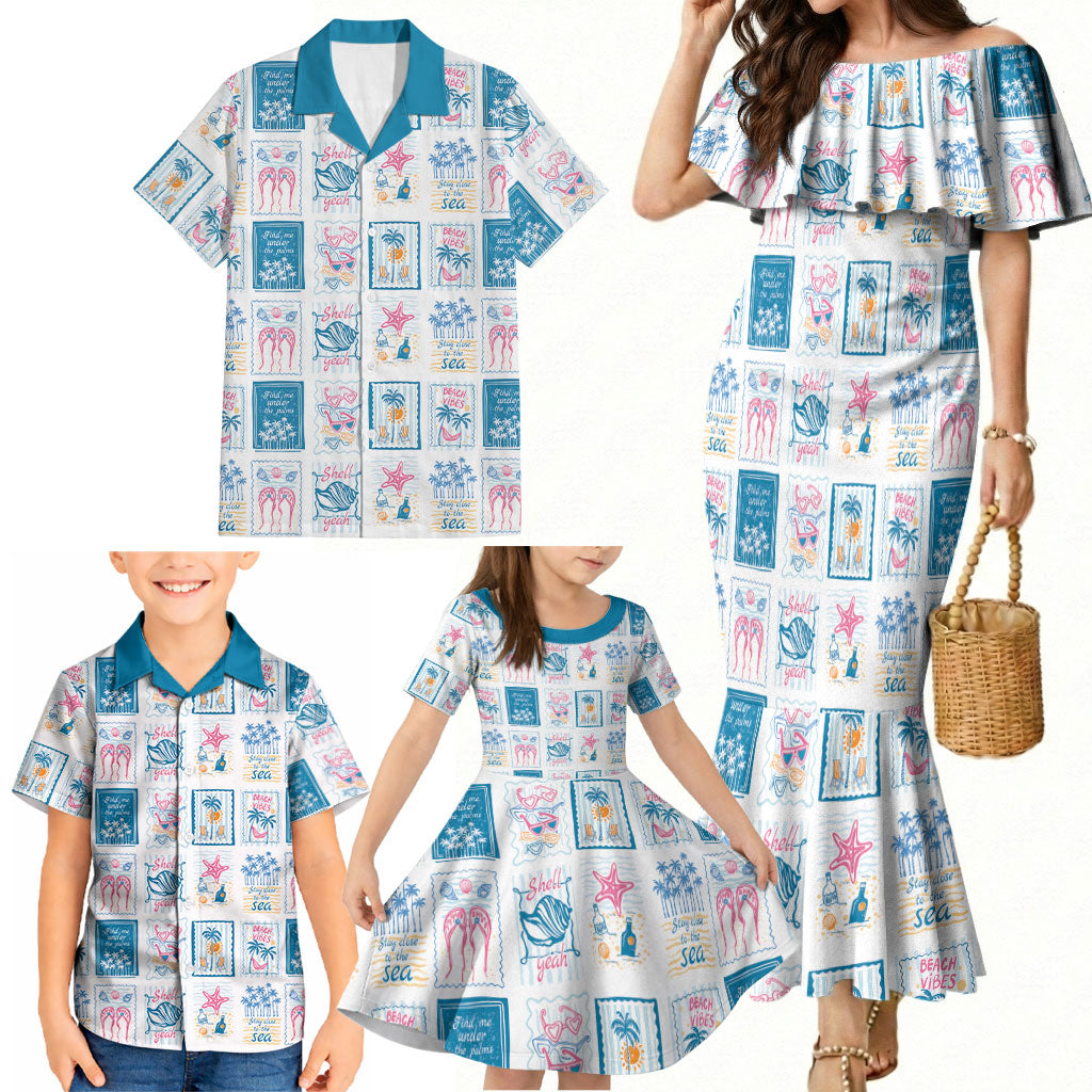 Hawaii Coastal Summer Postcard Family Matching Mermaid Dress and Hawaiian Shirt LT01 - Polynesian Pride
