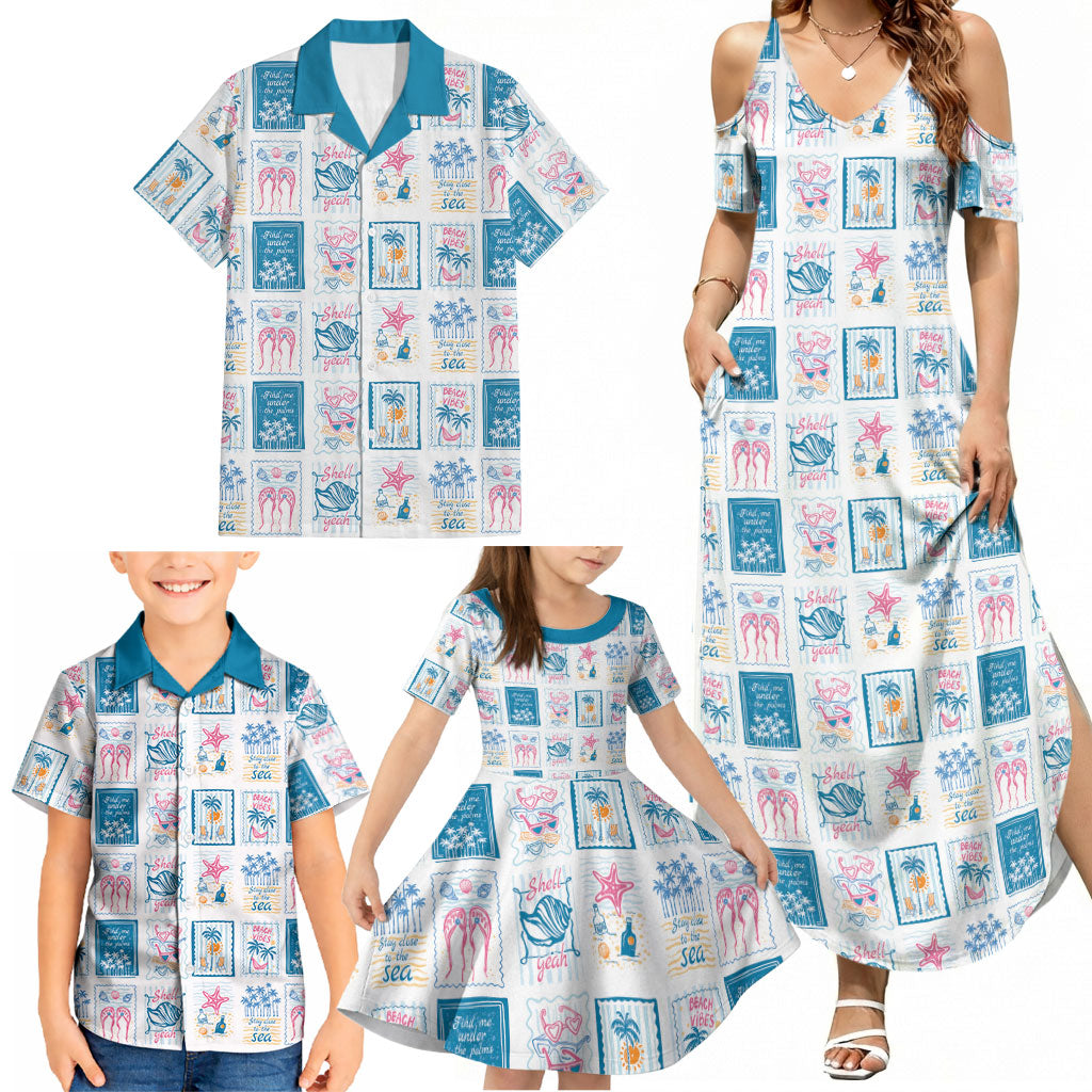 Hawaii Coastal Summer Postcard Family Matching Summer Maxi Dress and Hawaiian Shirt LT01 - Polynesian Pride