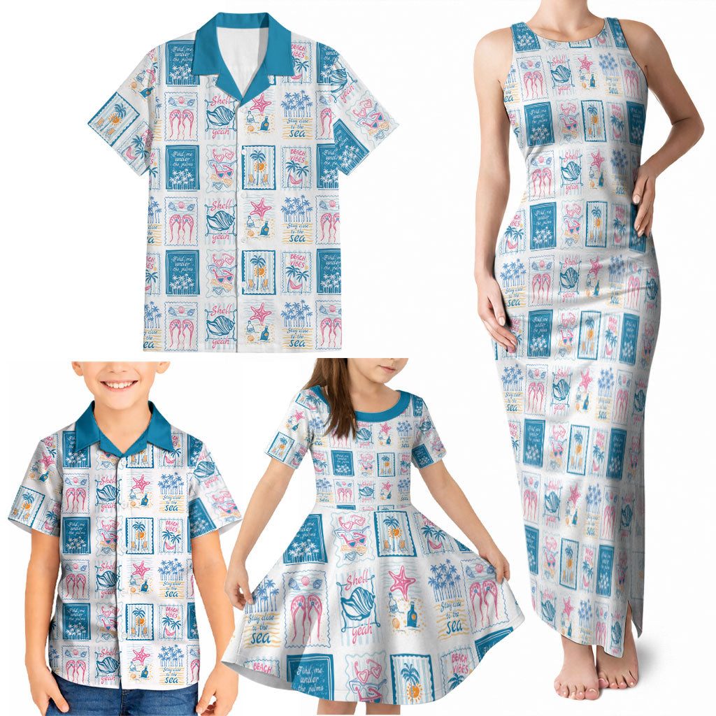 Hawaii Coastal Summer Postcard Family Matching Tank Maxi Dress and Hawaiian Shirt LT01 - Polynesian Pride