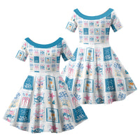 Hawaii Coastal Summer Postcard Family Matching Tank Maxi Dress and Hawaiian Shirt