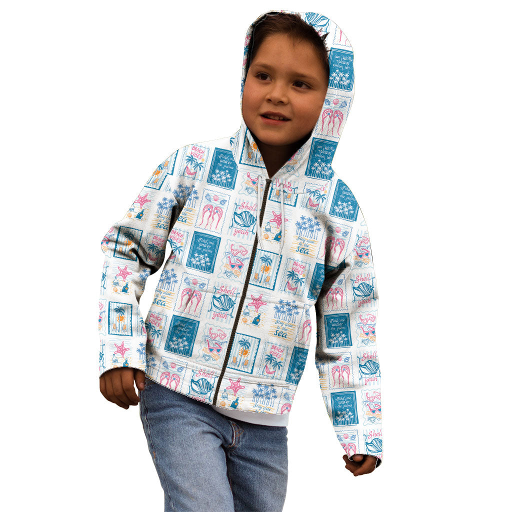 Hawaii Coastal Summer Postcard Kid Hoodie