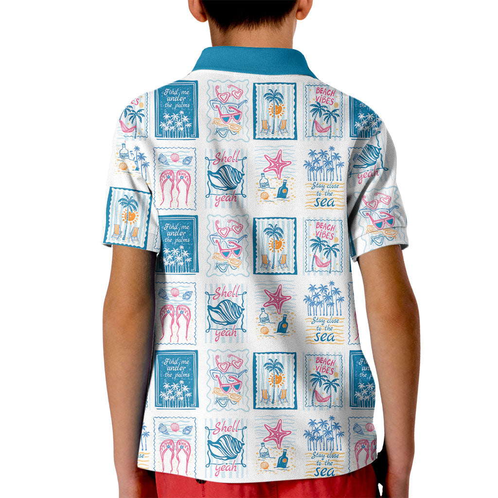 Hawaii Coastal Summer Postcard Kid Polo Shirt