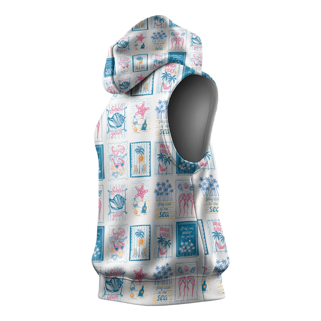 Hawaii Coastal Summer Postcard Sleeveless Hoodie