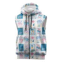 Hawaii Coastal Summer Postcard Sleeveless Zip Hoodie