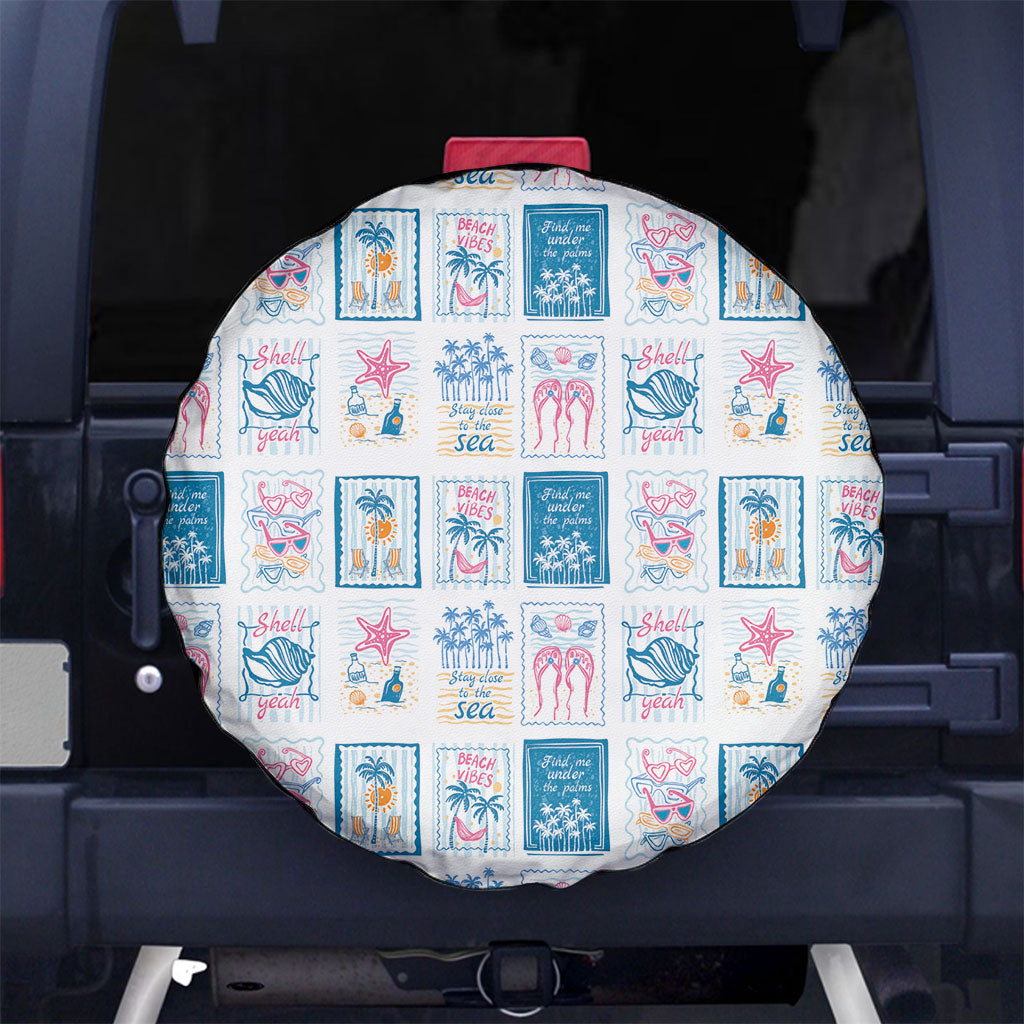 Hawaii Coastal Summer Postcard Spare Tire Cover