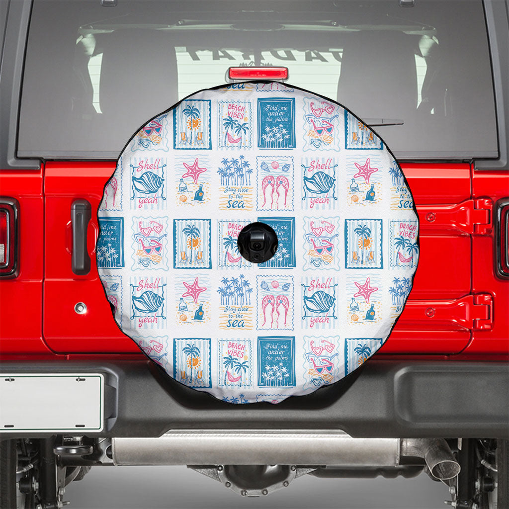 Hawaii Coastal Summer Postcard Spare Tire Cover