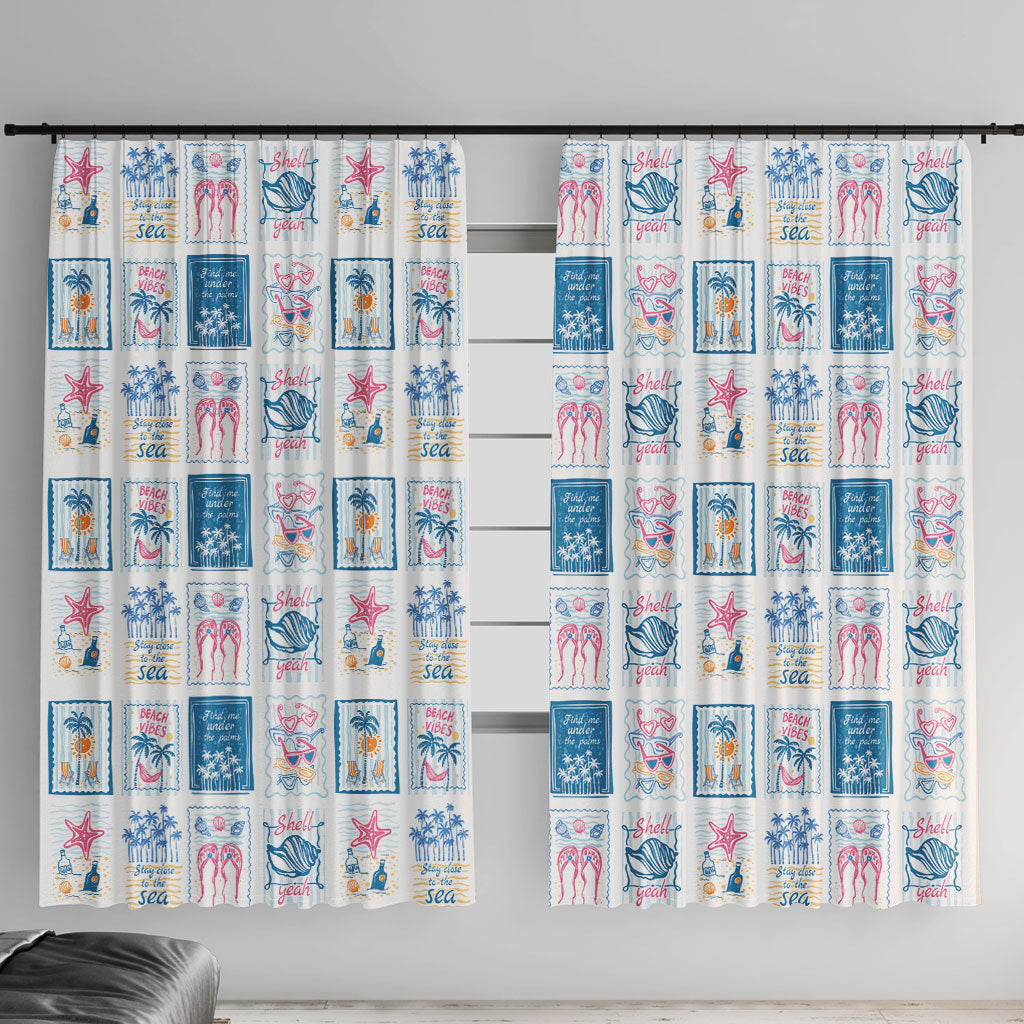Hawaii Coastal Summer Postcard Window Curtain