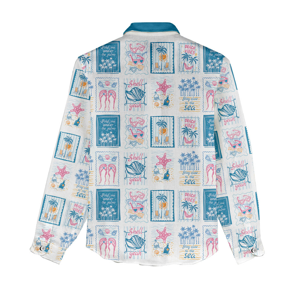 Hawaii Coastal Summer Postcard Women Casual Shirt