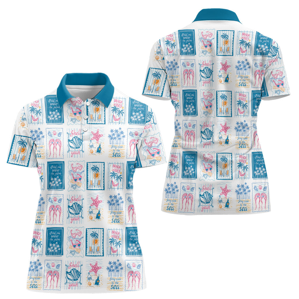Hawaii Coastal Summer Postcard Women Polo Shirt