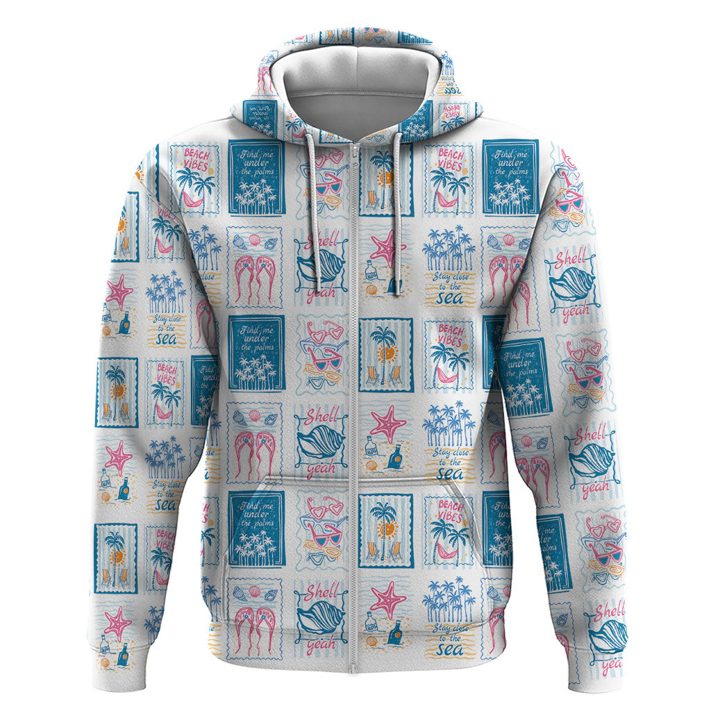 Hawaii Coastal Summer Postcard Zip Hoodie LT01 Zip Hoodie Multicolor - Polynesian Pride
