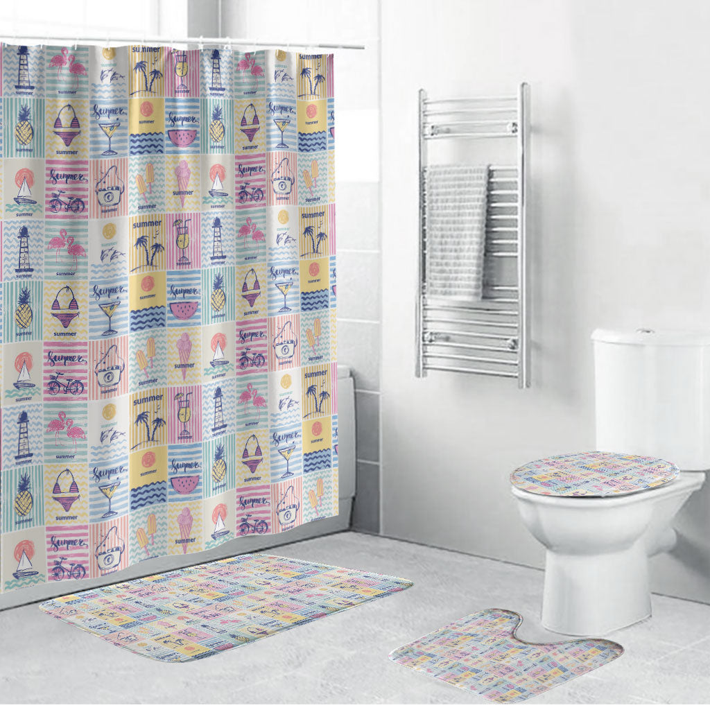 Aloha Summer Posters Grunge Textures Bathroom Set