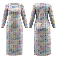 Aloha Summer Posters Grunge Textures Couples Matching Long Sleeve Bodycon Dress and Long Sleeve Button Shirt