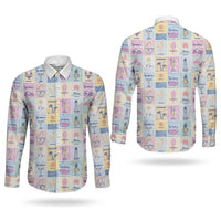 Aloha Summer Posters Grunge Textures Couples Matching Mermaid Dress and Long Sleeve Button Shirt