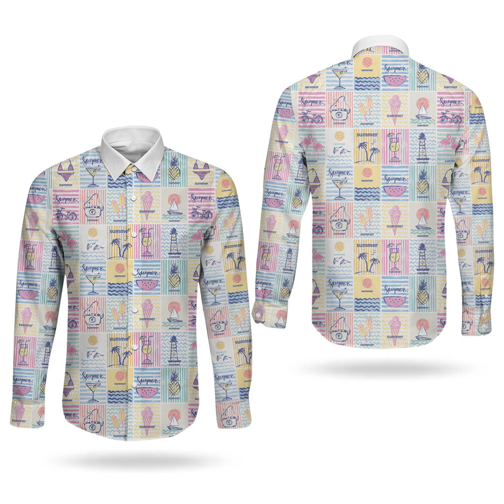 Aloha Summer Posters Grunge Textures Couples Matching Off Shoulder Short Dress and Long Sleeve Button Shirt