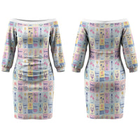 Aloha Summer Posters Grunge Textures Couples Matching Off The Shoulder Long Sleeve Dress and Long Sleeve Button Shirt