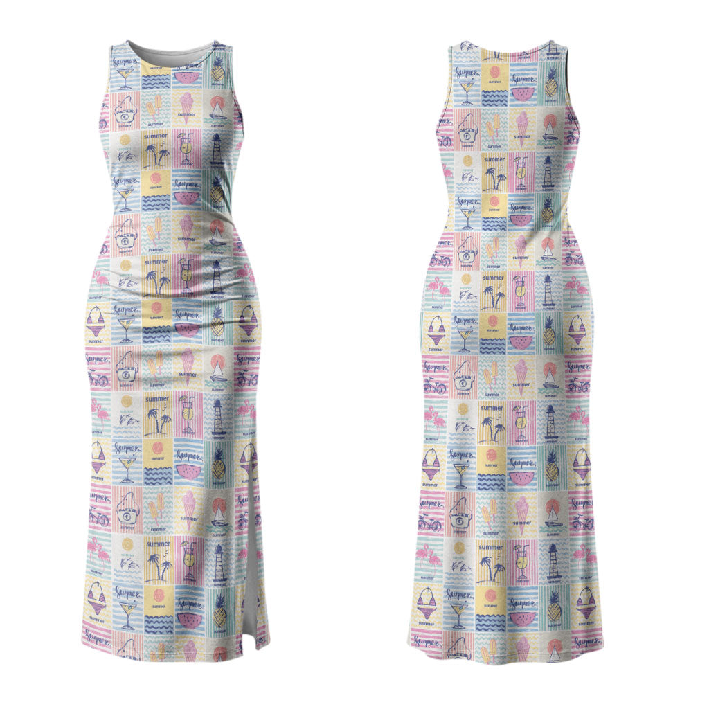 Aloha Summer Posters Grunge Textures Couples Matching Tank Maxi Dress and Long Sleeve Button Shirt
