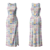 Aloha Summer Posters Grunge Textures Couples Matching Tank Maxi Dress and Long Sleeve Button Shirt