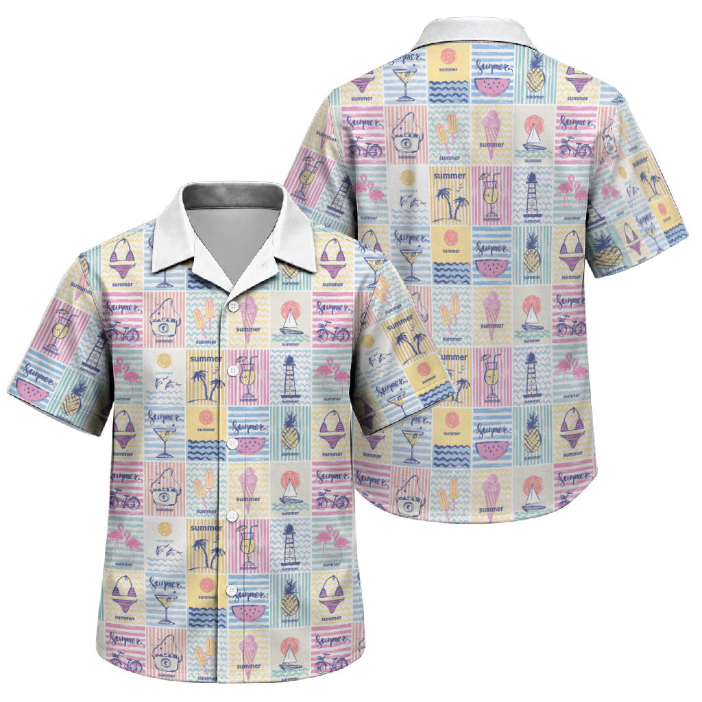 Aloha Summer Posters Grunge Textures Family Matching Off Shoulder Maxi Dress and Hawaiian Shirt