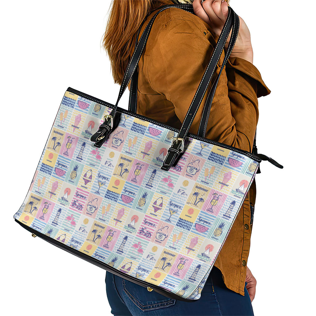 Aloha Summer Posters Grunge Textures Leather Tote Bag