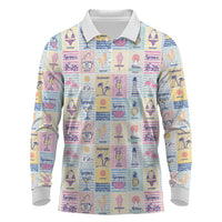 Aloha Summer Posters Grunge Textures Long Sleeve Polo Shirt