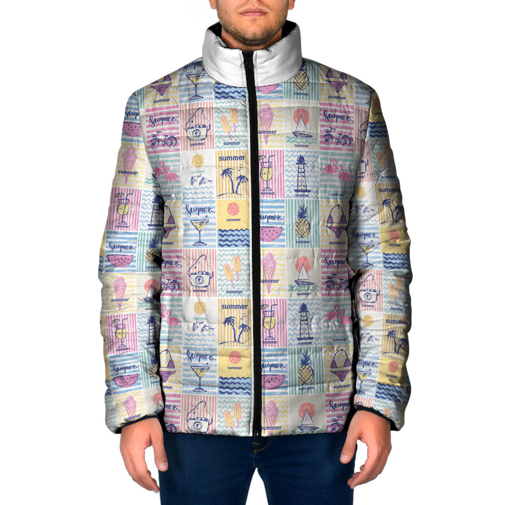 Aloha Summer Posters Grunge Textures Padded Jacket