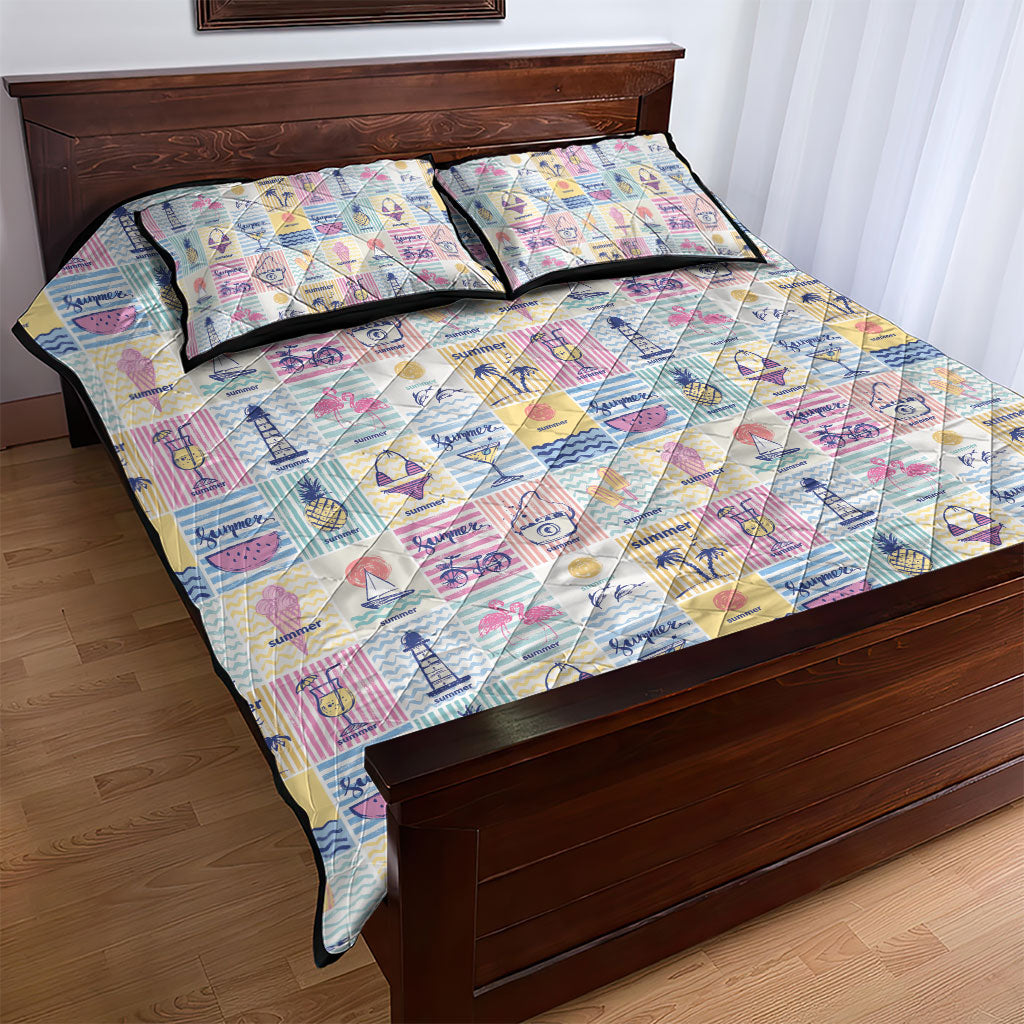 Aloha Summer Posters Grunge Textures Quilt Bed Set