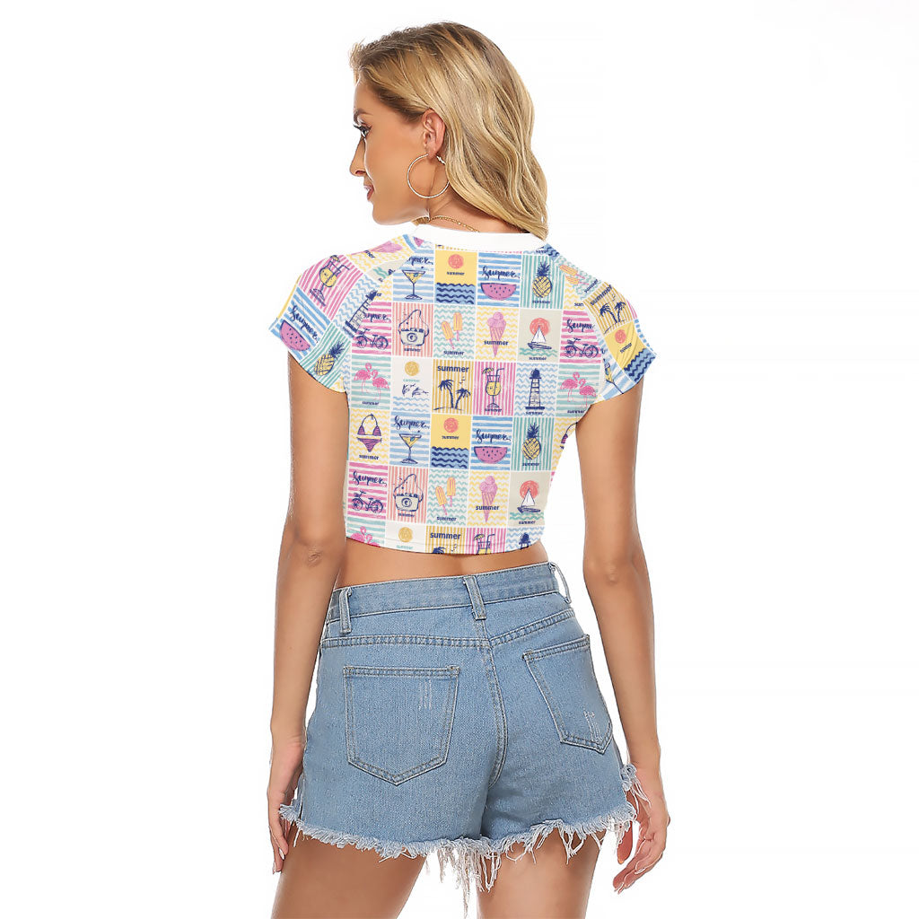 Aloha Summer Posters Grunge Textures Raglan Cropped T Shirt