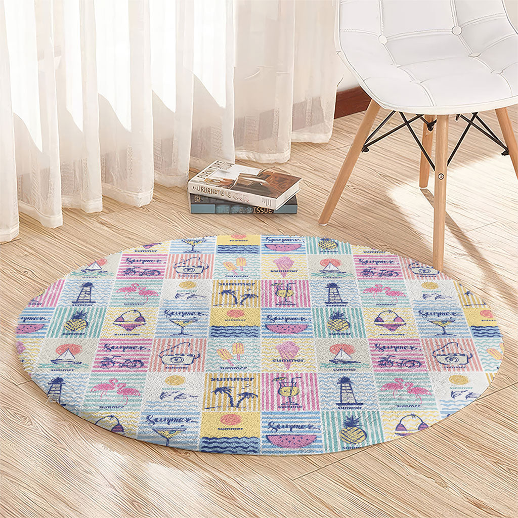 Aloha Summer Posters Grunge Textures Round Carpet